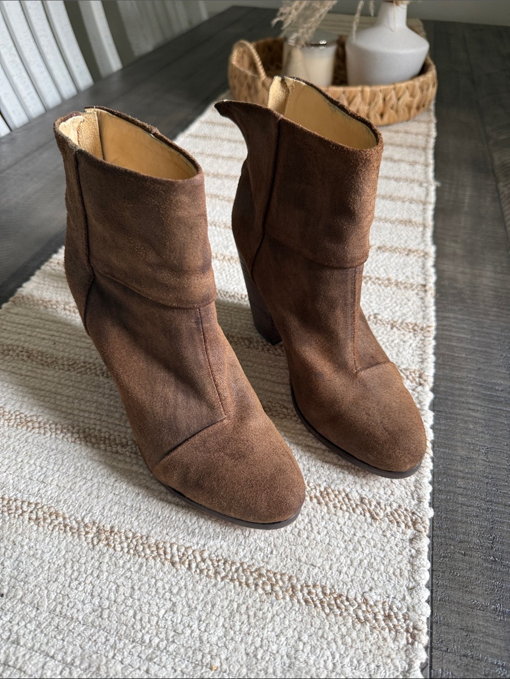 rag & bone Block Heel Brown Suede Ankle Boot 39 US 9